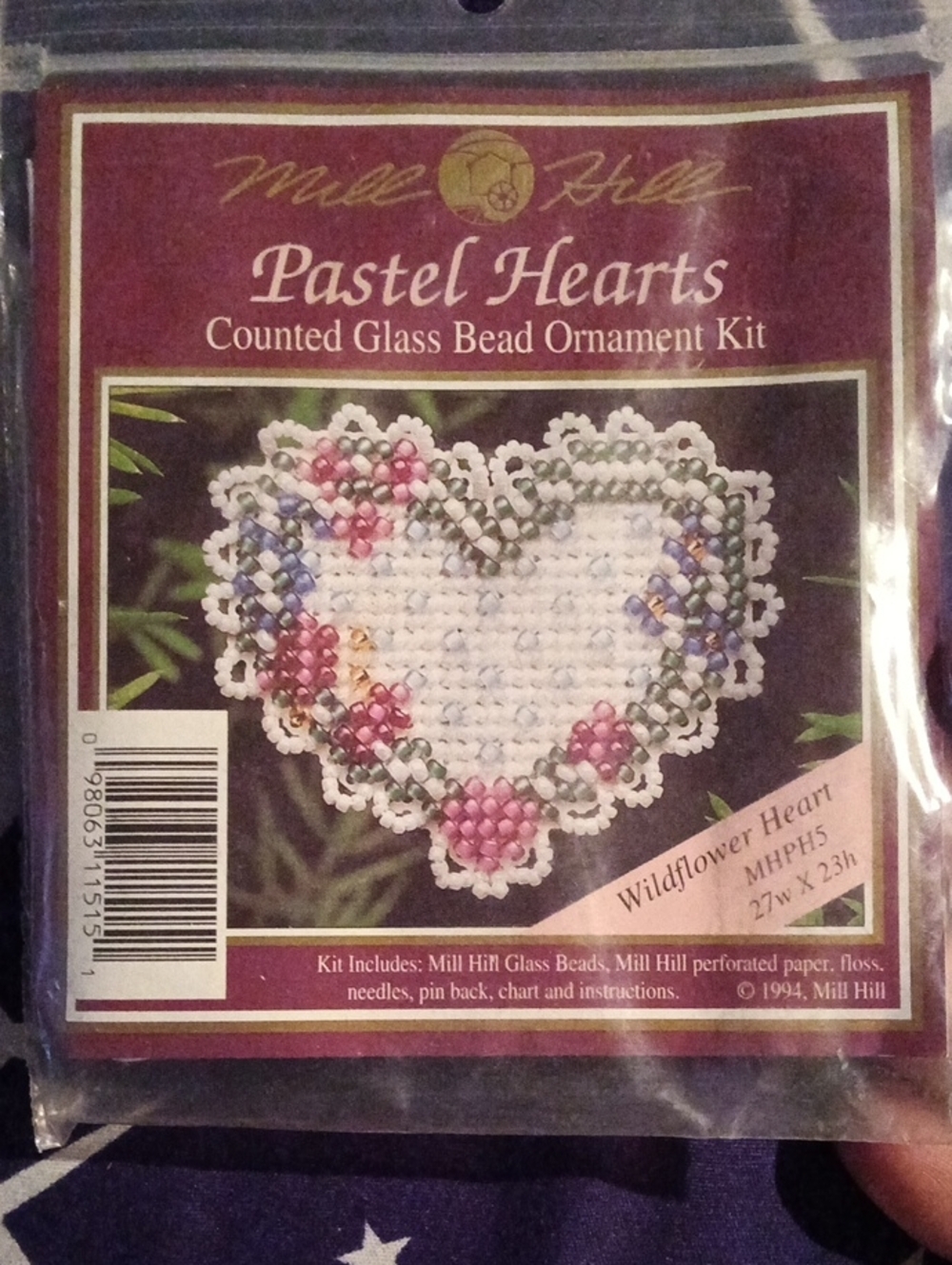 Mill Hill Pastel Hearts Counted Glass Bead Ornament Kit NWOT